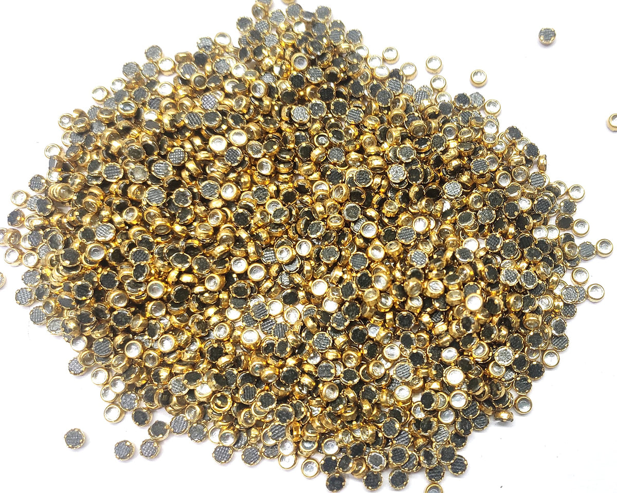 3mm white gloss round kundan