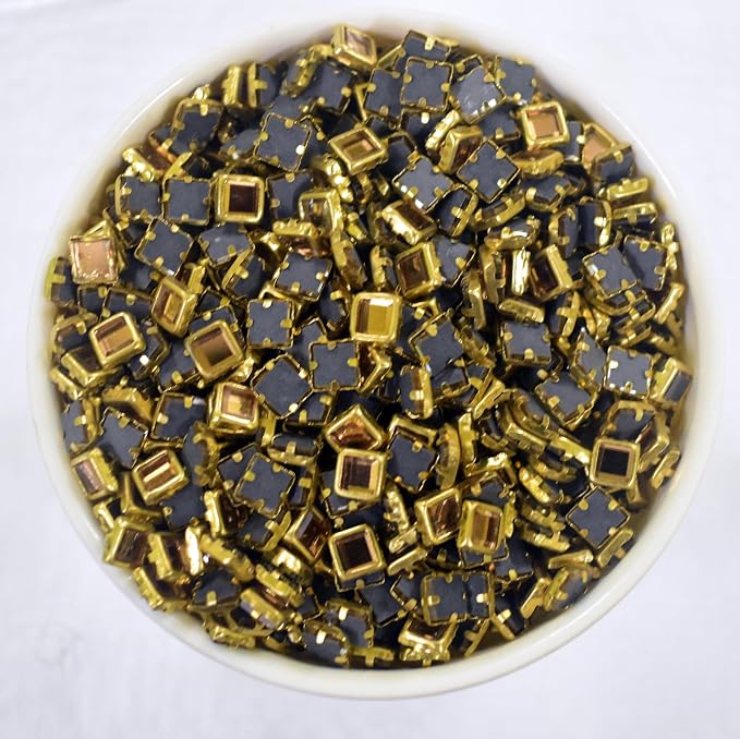 4×4 Square Gold Gloss Kundan