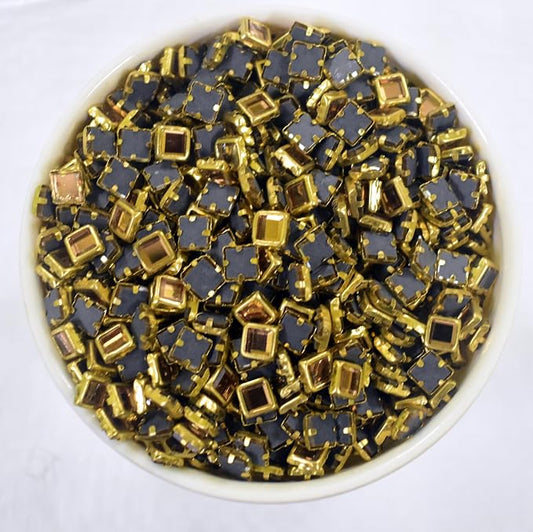 4×4 Square Gold Gloss Kundan